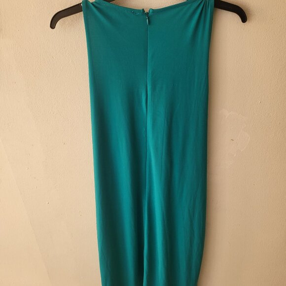 Michael kors gold gathered front aqua sleeveless dress size L - Picture 2 of 8